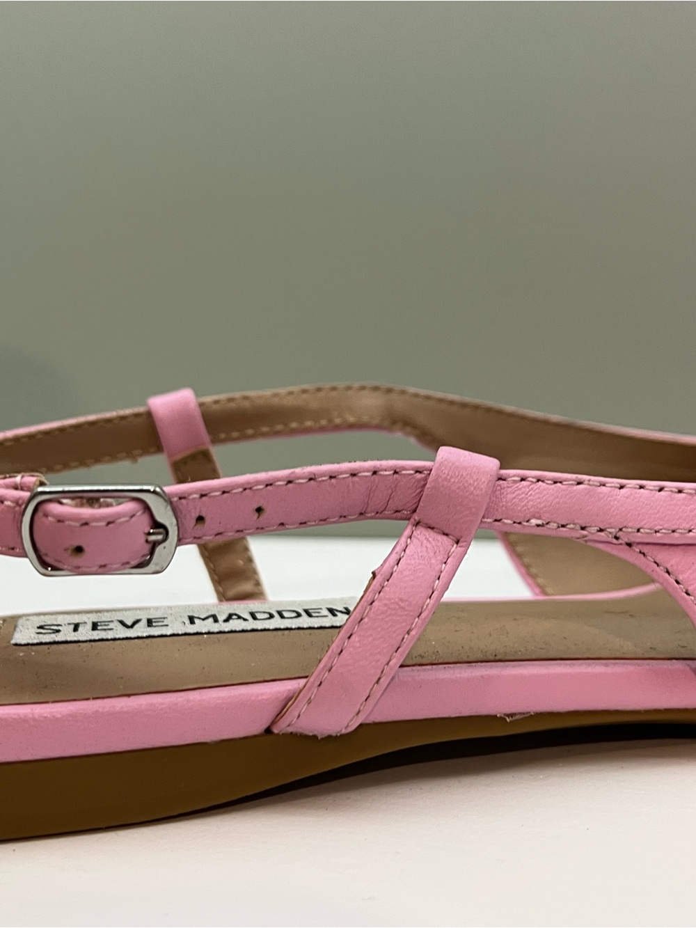 NWT Steve Madden Pink Pointed Toe Lace Up Slingback Ballet Flats Size 8 - Picture 5 of 6